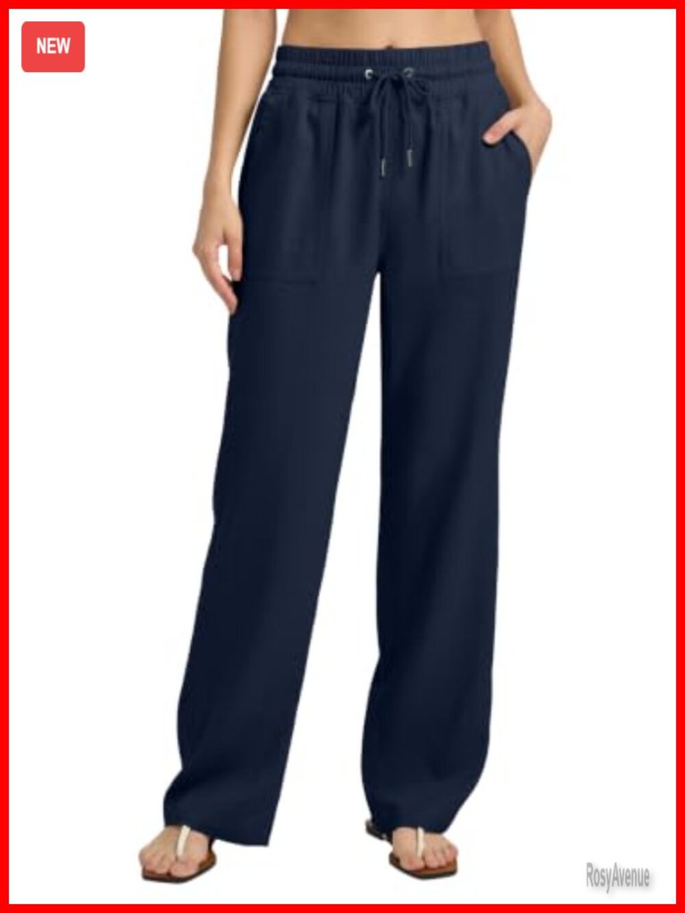 Linen Lyocell Wide Leg Palazzo Pants with Pockets Drawstring